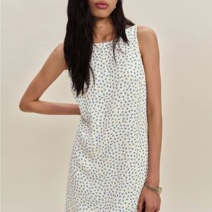 Reformation White and Blue Floral Mini Dress